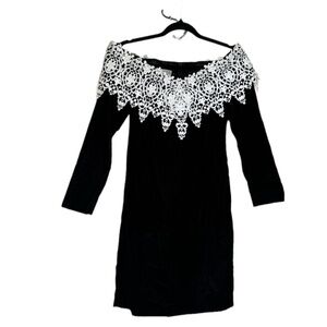 Scott McClintock dress velvet lace vintage sz 8 off the shoulder lined